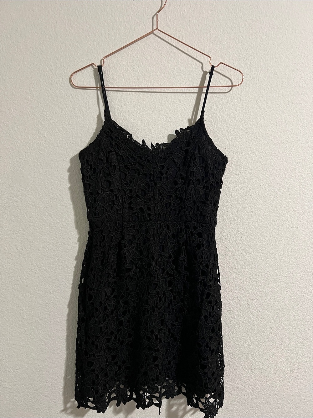Blue Rain Black Floral Lace Mini Dress
